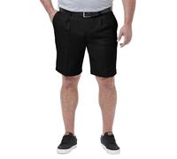 Haggar Men's Cool 18 Pro Straight Fit Pleated Front 4-Way Stretch Expandable Waist Golf Short (Big & Tall Sizes), Black, 44
