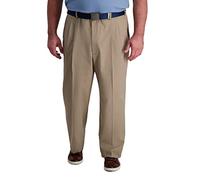 Haggar Men's PLT SLD Pant Casual, Khaki HTR, 48W x 32L