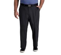 Haggar Men's Cool Right Performance Flex Solid Classic Fit Flat Front Pant Casual, Dk. HTR. Grey, 46W x 32L