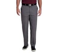 Haggar Men's Cool Right Performance Flex Solid Classic Fit Flat Front Pant Casual, Heather Grey, 40W x 30L