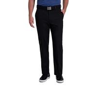 Haggar Men's Cool Right Performance Flex Solid Classic Fit Flat Front Pant-reg. and Big & Tall Casual, Black, 34W x 30L