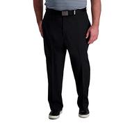 Haggar Men's Cool Right Performance Flex Solid Slim Fit Flat Front Pant Casual, Black, 29W x 32L