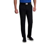 Haggar Men's Cool Right Performance Flex Solid Straight Fit Flat Front Pant Casual, Black, 36W x 34L