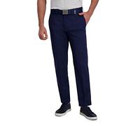 Haggar Men's Cool Right Performance Flex Solid Straight Fit Flat Front Pant Casual, Midnight, 33W x 32L