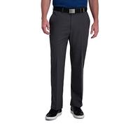 Haggar Men's Cool Right Performance Flex Stria Classic Fit Flat Front Pant Casual, Dark Grey, 40W x 31L
