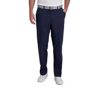 Haggar Men's Cool Right Performance Flex Stria Classic Fit Flat Front Pant Casual, Ink, 42W x 30L