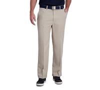 Haggar Men's Cool Right Performance Flex Stria Classic Fit Flat Front Pant Casual, String, 44W x 30L