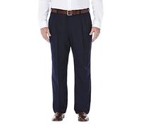 Haggar Men's Gabardine Hidden Pleat Front Trousers, Navy, 58W x 30L