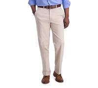 Haggar Men's Iron Free Khaki Classic Expandable Waistband Casual Pant, Sand, 40W x 32L