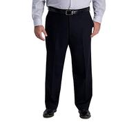Haggar Men's Iron Free Premium Khaki Classic Fit Flat Front Expandable Waist Casual Pant (Regular and Big & Tall Sizes), Black, 54W x 30L