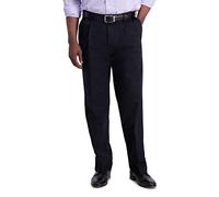 Haggar Men's Iron Free Premium Khaki Classic Fit Pleat Front Expandable Waist Casual Pant (Regular and Big & Tall Sizes), Black, 40W x 31L