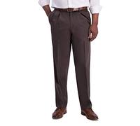 Haggar Men's Iron Free Premium Khaki Classic Fit Pleat Front Expandable Waist Casual Pant (Regular and Big & Tall Sizes), Espresso, 44W x 29L