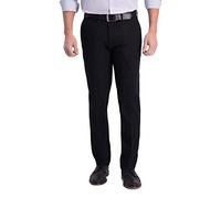 Haggar Men's Iron Free Premium Khaki Slim-Straight Fit Flat Front Flex Waist Casual Pant, Black, 29W x 30L