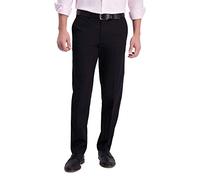 Haggar Men's Iron Free Premium Khaki Straight Fit Flat Front Flex Waist Casual Pant, Black, 36W x 30L