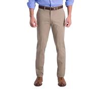Haggar Men's Iron Free Premium Slim-Straight Fit Flat Front Flex Waist Casual Pant, Medium Khaki, 36W x 34L