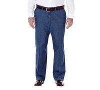 Haggar Men's Pleat & Flat Front Denim - Regular and Big & Tall Sizes, Cadet Blue 01, 52W x 30L