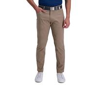Haggar Men's PLN Textured Jcqrd Pant, Med. Khaki, 34W x 32L