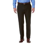 Haggar Men's Premium Comfort Classic Fit Flat Front Dress Pants-Regular and Big & Tall Sizes, Dark Chocolate, 32W x 32L