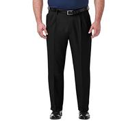 Haggar Men's Premium Comfort Classic Fit Pleat Front Pant Reg. and Big & Tall Sizes Dress, Black Bt, 44W x 32L