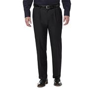 Haggar Men's Premium Comfort Classic Fit Pleat Front Pant Reg. and Big & Tall Sizes Dress, Black, 44W x 30L