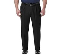 Haggar Men's Premium Comfort Classic Fit Pleat Front Pant Reg. and Big & Tall Sizes Dress, Black Bt, 44W x 30L