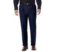 Haggar Men's Premium Comfort Classic Fit Pleat Front Pant Reg. and Big & Tall Sizes Dress, Blue, 34W x 29L