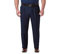 Haggar Men's Premium Comfort Classic Fit Pleat Front Pant Reg. and Big & Tall Sizes Dress, Blue Bt, 46W x 34L