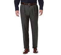 Haggar Men's Premium Comfort Classic Fit Pleat Front Pant Reg. and Big & Tall Sizes Dress, Charcoal, 34W x 32L