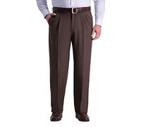 Haggar Men's Premium Comfort Classic Fit Pleat Front Pant Reg. and Big & Tall Sizes Dress, Dark Chocolate Bt, 46W x 34L