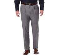 Haggar Men's Premium Comfort Classic Fit Pleat Front Pant Reg. and Big & Tall Sizes Dress, Medium Grey, 38W x 32L