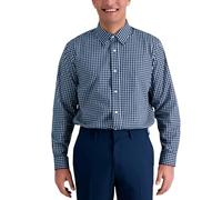 Haggar Men's Premium Comfort Classic Fit Wrinkle Resistant Dress Shirt, Navy Blue Check, 15" Neck 34"-35" Sleeve