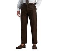 Haggar Men's Premium No Iron Classic Fit Expandable Waist Plain Front Pant Casual, Choclate Brown, 44W x 29L