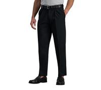 Haggar Men's Premium No Iron Classic Fit Expandable Waist Pleat Front Pant, Black, 42x29