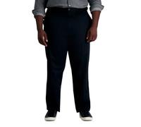 Haggar Men's Premium No Iron Khaki Classic Fit Expandable Waist Flat Front Pant Reg. and Big & Tall Sizes, Black, 48W x 29L