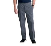 Haggar Men's Premium No Iron Khaki Classic Fit Expandable Waist Flat Front Pant Reg. and Big & Tall Sizes, Charcoal Heathe, 40W x 31L
