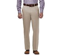 Haggar Men's Premium No Iron Khaki Classic Fit Expandable Waist Flat Front Pant Reg. and Big & Tall Sizes, Sand, 32W x 32L