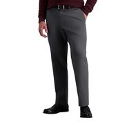 Haggar Men's Premium No Iron Khaki Classic Fit Expandable Waist Flat Front Pant Reg. and Big & Tall Sizes, Charcoal Heather, 38W / 34L