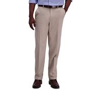 Haggar Men's Premium No Iron Khaki Classic Fit Expandable Waist Flat Front Pant Reg. and Big & Tall Sizes, Sand, 44W x 30L