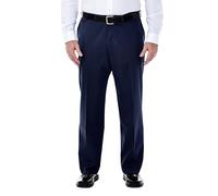 Haggar Men's Premium No Iron Khaki Classic Fit Expandable Waist Flat Front Pant Reg. and Big & Tall Sizes, Dark Navy, 56W x 30L