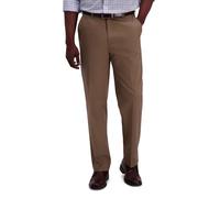 Haggar Men's Premium No Iron Khaki Classic Fit Expandable Waist Flat Front Pant (Regular and Big & Tall Sizes), British Khaki, 42W x 29L