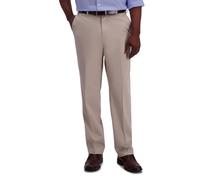 Haggar Men's Premium No Iron Khaki Classic Fit Expandable Waist Flat Front Pant (Regular and Big & Tall Sizes), Sand - Bt, 46W x 30L