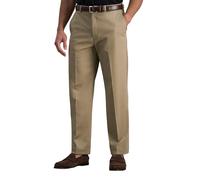 Haggar mensHC10884Premium No Iron Classic Fit Expandable Waist Plain Front Casual Pants - Beige - 44W x 29L