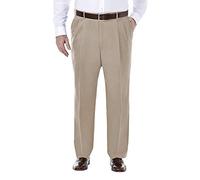 Haggar Men's Premium No Iron Khaki Classic Fit Flat Front Casual Pant (Regular and Big & Tall Sizes), Sand-Bt, 44W x 32L