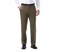 Haggar mensHC10884Premium No Iron Classic Fit Expandable Waist Plain Front Casual Pants - Brown - 40W x 31L