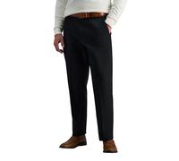 Haggar Men's Premium No Iron Khaki Classic Fit Flat Front Casual Trousers Underpants, Black, 36 W/32 L