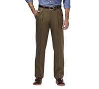 Haggar Men's Premium No Iron Khaki Classic Fit Pleat Front Casual Pant (Regular and Big & Tall Sizes), Toast, 32W x 32L