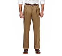 Haggar Men's Premium No Iron Khaki Classic Fit Pleat Front Regular and Big & Tall Sizes, British Khaki, 32W / 30L