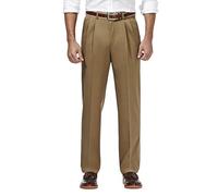 Haggar Men's Premium No Iron Khaki Classic Fit Pleat Front Regular and Big & Tall Sizes, British Khaki, 36W x 34L