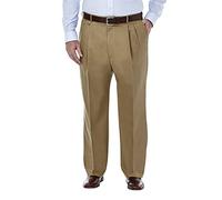 Haggar Mens Premium No Iron Khaki Classic Fit Pleat Front Regular and Big & Tall Sizes, British Khaki - Bt, 48W x 34L