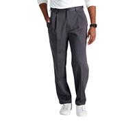Haggar Men's Premium No Iron Khaki Classic Fit Pleat Front Regular and Big & Tall Sizes, Dark Grey, 42W x 32L